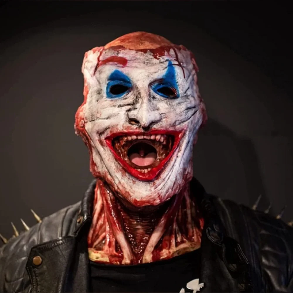 Scary Halloween Mask, Joker Double layer Ripped Mask, Halloween Full Head Skull